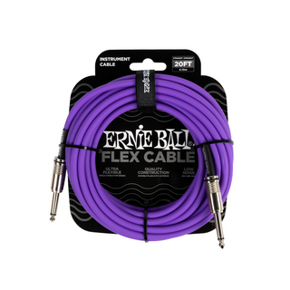 ERNIE BALL アニーボール EB 6420 FLEX CABLE 20’ SS  PR 20フィート 両側ストレートプラグ パープル ギターケーブル