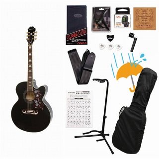 Epiphone J-200EC Studio Black (EJ-200SCE) エピフォン アコギ エレアコ EJ200SCE EJ-200 EJ200アコギ入門豪華12点