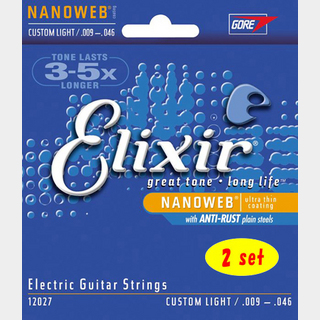 ElixirNANOWEB with ANTI-RUST #12027 Custom Light 09-46 2set エレキギター弦 ナノウェブ エリクサー【渋谷店】