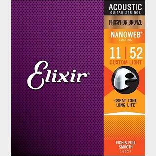 Elixir NANOWEB PHOSPHOR BRONZE - Custom Light (011-052) [16027]【アコースティックギター弦】