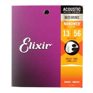 Elixirエリクサー 11102 ACOUSTIC NANOWEB Medium 13-56 アコースティックギター弦×3SET