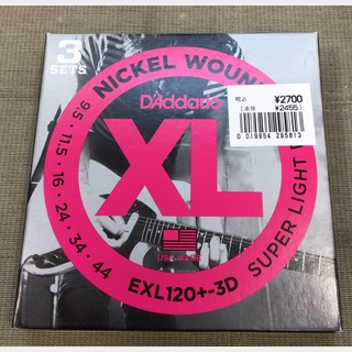 D'Addario EXL120+-3D【095～44の3セットパック】