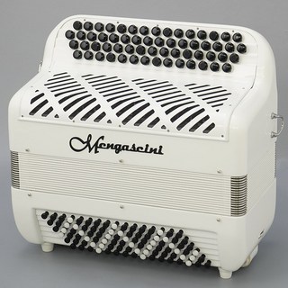Mengascini【夏のボーナスセール】F4-96 Full White (フレンチタイプボタン式アコーディオン)