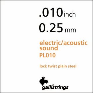 Galli Strings PS010 - Single String Plain Steel For Electric/Acoustic Guitar .010【横浜店】