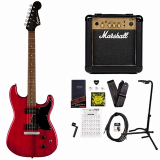 Squier by Fender Paranormal Strat-O-Sonic Laurel Black PG Crimson Red Transparent MarshallMG10アンプ付属エレキギター