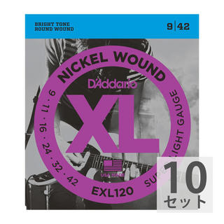 D'Addarioダダリオ 【10セット】 D'Addario 09-42 EXL120 Super Light エレキギター弦