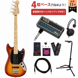 Fender Player Mustang Bass PJ Maple Fingerboard Sienna Sunburst VOXヘッドホンアンプ付属エレキベース初心者セ