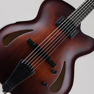 Victor Baker GuitarsModel 15 Full-Hollow Brown Sunburst Satin Catseye Soundholes 1 pickup Black hardware