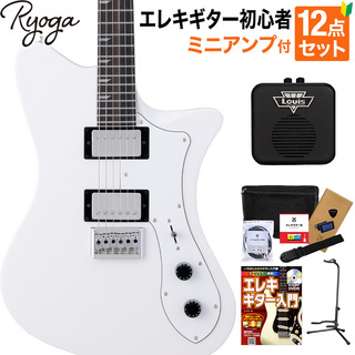 RYOGA SKATER White エレキギター初心者12点セット【ミニアンプ付き】 ハムバッカー ベイクドメイプルネック
