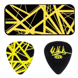 Jim Dunlop EVHPT04 EVH Black w/ Yellow Stripes Pick Tin 0.60 ピックケース付きピック