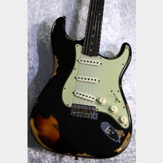 Fender Custom Shop1960 Stratocaster Heavy Relic Aged Black over 3-Color Sunburst #CZ572765【漆黒指板個体/3.56kg】
