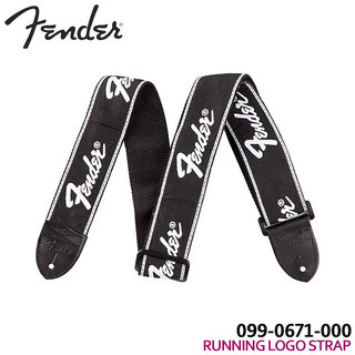 Fenderギターストラップ RUNNING LOGO STRAP 0990671000 Black with White Logo フェンダー