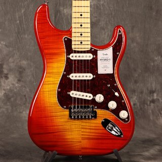 Fender 2024 Collection MIJ Hybrid II Stratocaster Maple FB Flame Sunset Orange Transparent[S/N JD24013231]