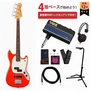 Fender Player II Mustang Bass PJ Rosewood FB Coral Red VOXヘッドホンアンプ3付属エレキベース初心者セットR【W