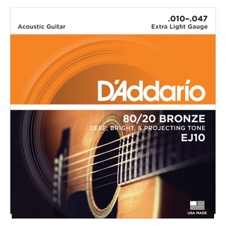 D'Addario ダダリオ EJ10 Bronze Extra Light アコースティックギター弦×3セット