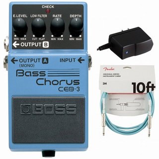 BOSS CEB-3 Bass Chorus ベースコーラス 純正アダプターPSA-100S2+Fenderケーブル(Daphne Blue/3m) 同時購入セッ