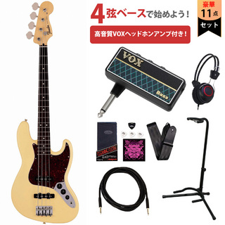 FenderMade in Japan Junior Collection Jazz Bass Rosewood Fingerboard Satin Vintage White VOXヘッドホンアン