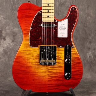 Fender 2024 Collection MIJ Hybrid II Telecaster Maple FB Flame Sunset Orange Transparent[S/N JD24005260]【W