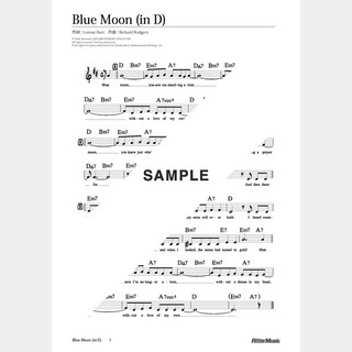 楽譜 Blue Moon（in D）