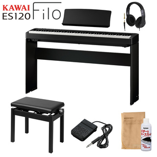 KAWAI ES120B ブラック 電子ピアノ 88鍵盤 専用スタンド・高低自在イス・ヘッドホンセット 【WEBSHOP限定】