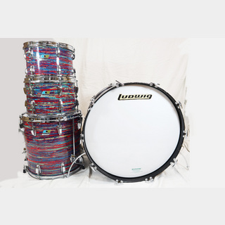 Ludwig VINTAGE LUDWIG 70年代 B/Oバッジ 24x14BD,12x8,13x9TT,16x16FT Psychedelic Red オリジナルカラー