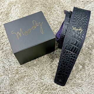 moody 2.5" Faux Gator Leather Backed Guitar Strap - Black/Purple Standard 