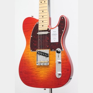 Fender 2024 Collection, Made in Japan Hybrid II Telecaster / Flame Sunset Orange Transparent 