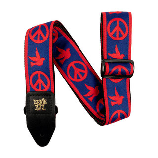 ERNIE BALL アーニーボール 4698 RED AND BLUE PEACE LOVE DOVE JACQUARD STRAP ギターストラップ