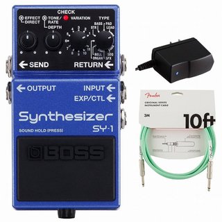 BOSSSY-1 Synthesizer シンセサイザー 純正アダプターPSA-100S2+Fenderケーブル(Surf Green/3m) 同時購入セット
