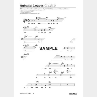 楽譜Autumn Leaves ～Les Feuilles Mortes～（in Bm）