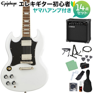 Epiphone SG Standard Lefty Alpine White エレキギター初心者14点セット【ヤマハアンプ付き】 左利き用 レフティ