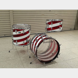 Ludwig 【激レア・VINTAGE】78'-79' Vistalite Jazzette Red&White Spiral 3点Set 18",12",14"