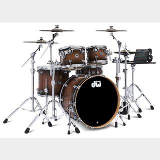 dw5-Piece Complete Bundle Kit - Candy Black Burst over Curly Maple Exotic -