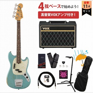 Fender JMJ Road Worn Mustang Bass Daphne Blue Rosewood VOXアンプ付属エレキベース初心者セットR【WEBSHOP】