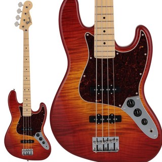 Fender 2024 Collection Hybrid II Jazz Bass Flame Maple Top (Sunset Orange Transparent)