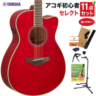 YAMAHA FSC-TA RR アコースティックギター 教本付きセレクト11点セット 初心者セット 生音リバーブ エレアコ