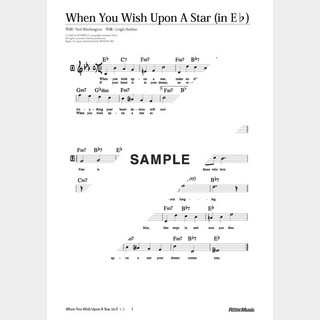 楽譜 When You Wish Upon A Star（移調バージョン in E♭）
