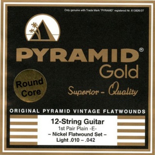 PYRAMID STRINGS EG-Gold 12-strings 010-042 chrome nickel flatwounds on round core 12弦用エレキギター弦