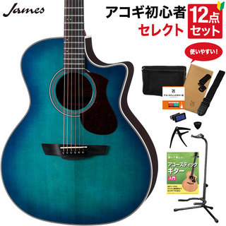 James J-300C EBU アコースティックギター 教本付きセレクト12点セット 初心者セット エレアコ 生音にエフェクト