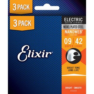 Elixir 12002 Super Light .009-.042  NANOWEB  エリクサー コーティング弦 3パック エレキギター用【池袋店】