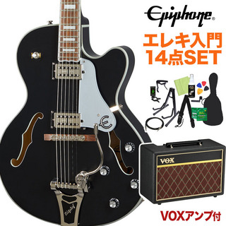 Epiphone Emperor Swingster Black Aged Gloss エレキギター 初心者14点セットVOXアンプ付き フルアコギター