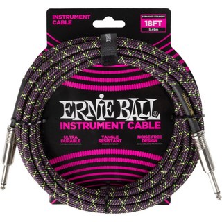 ERNIE BALL Braided Instrument Cable 18ft S/S (Purple Python) [#6431]