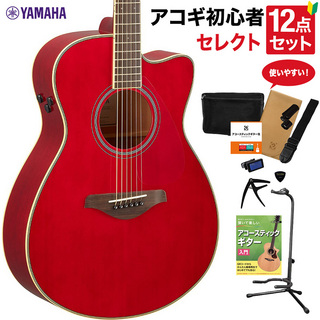 YAMAHA FSC-TA RR アコースティックギター 教本付きセレクト12点セット 初心者セット 生音リバーブ エレアコ