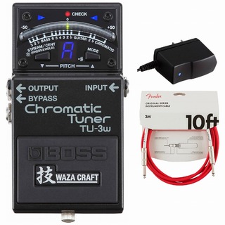 BOSS TU-3W(J) Chromatic Tuner チューナー 純正アダプターPSA-100S2+Fenderケーブル(Fiesta Red/3m) 同時購入セ