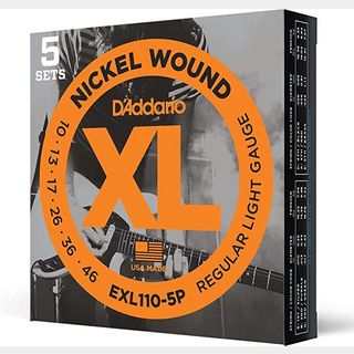 D'Addario EXL110-5P レギュラーライト 10-46 ５セット エレキギター弦【お買い得な5パック】