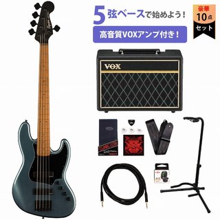 Squier by Fender Contemporary Active Jazz Bass HH V Roasted Maple Fingerboard Black Pickguard Gunmetal MetallicVOXア