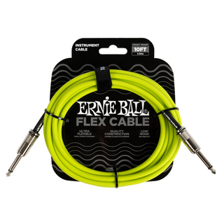 ERNIE BALL アニーボール EB 6414 FLEX CABLE 10’ SS  GR 10フィート 両側ストレートプラグ グリーン ギターケーブル