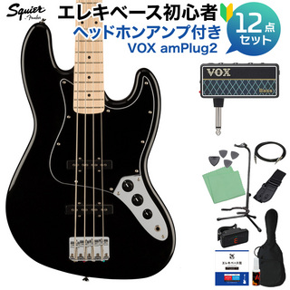 Squier by Fender AFF J BASS MN BPG BLK ベース 初心者12点セット 【amPlug付】