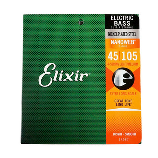 Elixir エリクサー 14087 4-String Light/Medium Extra Long Scale エレキベース弦 ×2セット