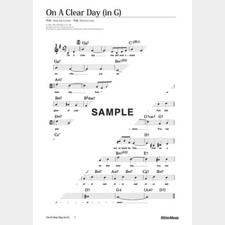 楽譜On A Clear Day（in G／原曲キー）